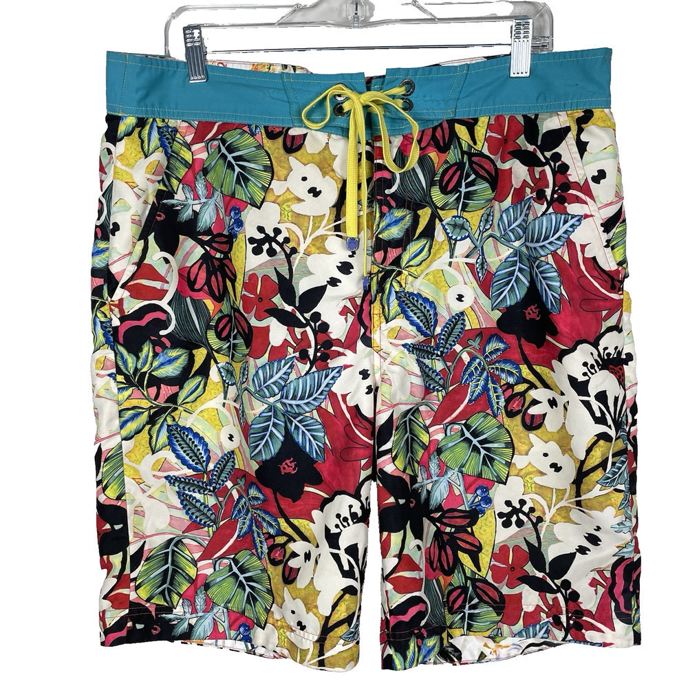 Robert Graham Barbarito Board Shorts Men's 36 Floral Swim Trunks Tropical Beach